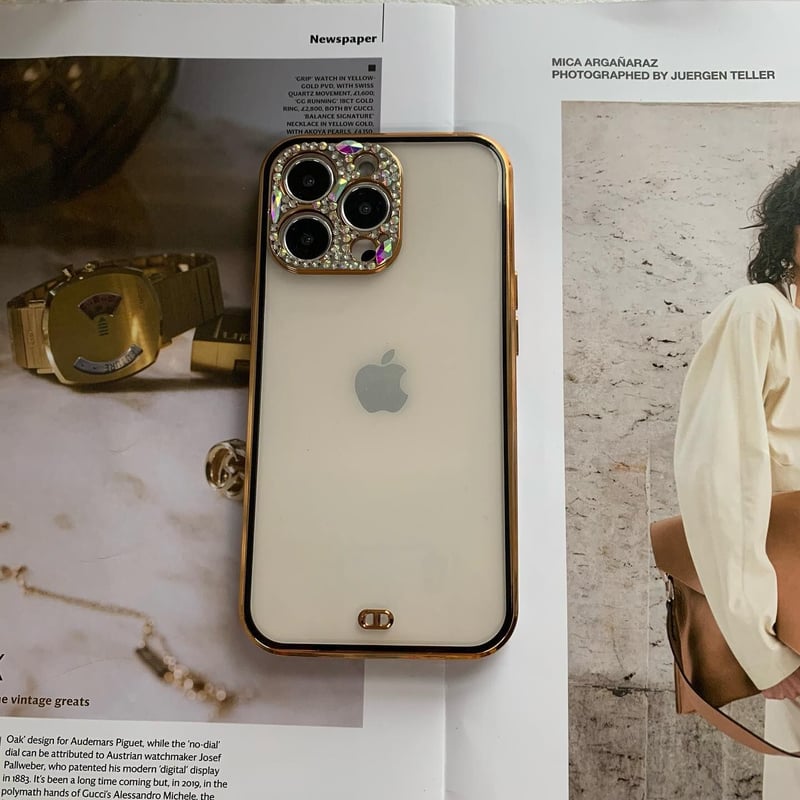 V153」iphone14proケース ストーンデコカメラレンズ iphone13/12ケ