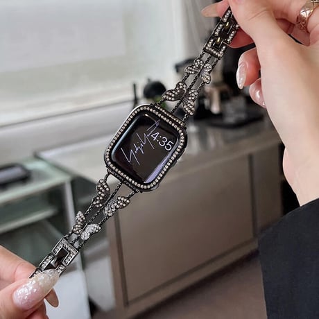 「V091」蝶々 アップル ウォッチ バンド おしゃれ 女性 apple watchカバー付き