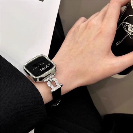 「V391」apple watch レザー バンド キラキラ アップル ウォッチ バンド 女性 人気 カバー付き