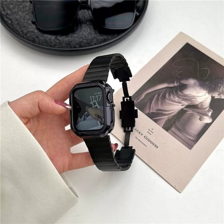 「V176」ステンレス アップルウォッチ バンド メンズ apple watch メタル バンド 高級 フレーム付き