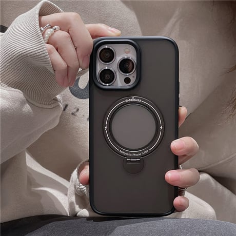 「V527」カメラ保護リング付き iphone15 magsafeケース スタンド iphone15pro/14pro ケース ペア