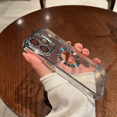 「V139」メタリックカラー iphone14/13/12ケース  透明 iphone14pro カバー ゴールド ディープパープル