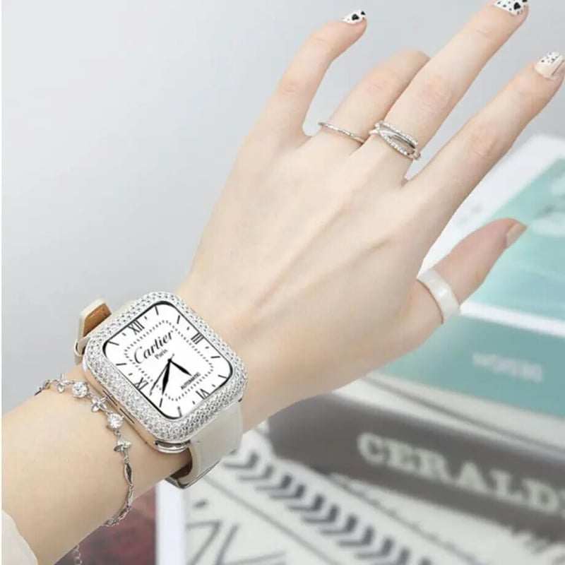 V300」アップル ウォッチ カバー キラキラ ジルコン+銅 apple watch