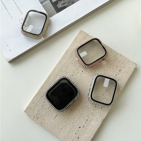 「V287」アップル ウォッチ カバー キラキラ ストーン Apple Watch 40/42/45mm 保護ケース フィルム一体型