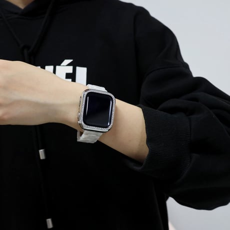 「V245」樹脂 アップルウォッチバンド シェル風 おしゃれ 軽量 apple watchカバー付き 男女兼用
