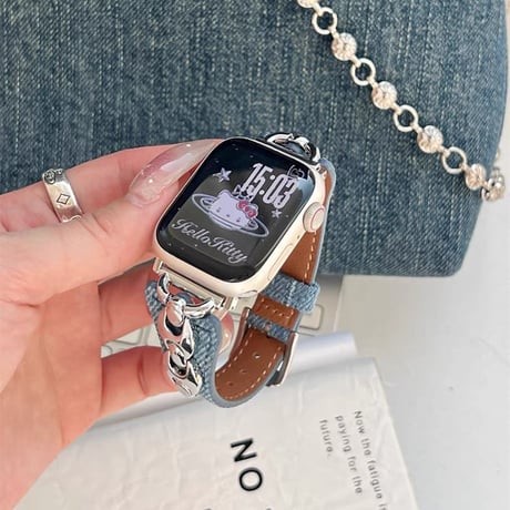 「V697」アップル ウォッチ バンド デニム Series10 42mm/46mm apple watch バンド おしゃれ