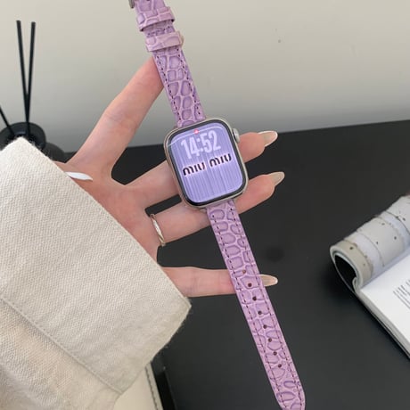 「V724」アップルウォッチバンド 革 女性 42mm/46mm apple watchバンド クロコダイル風