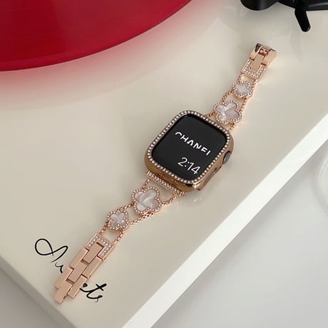 「V025」四つ葉のクローバー Apple Watchバンド  女性 人気 チェーン ベルト