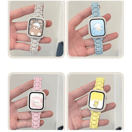 「V657」アップル ウォッチ バンド 樹脂 apple watch バンド 可愛い 軽い フレームカバー付き