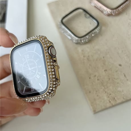 「V744」アップルウォッチケース キラキラ 保護フィルム一体型 apple watch10/11/se カバー おすすめ かわいい
