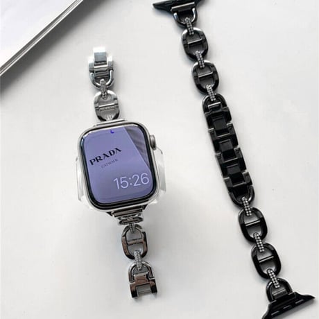 「V251」アップル ウォッチ チェーン バンド シルバー ピンクゴールド apple watch ブレスレット ラインストーン
