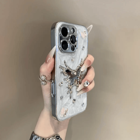 「V699」iphone16/16pro ケース 韓国 かわいい アイホン ケース ミラー 蝶々