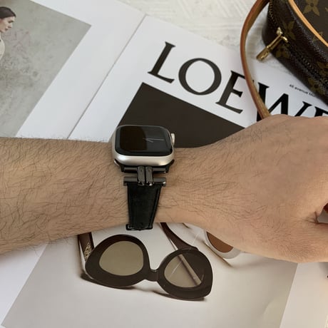 「V380」アップル ウォッチ 黒 に 合う バンド apple watch レザー バンド 男性 人気
