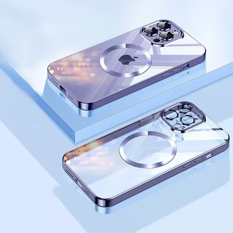 「V216」カメラフィルム付き iphone14ケース magsafe対応 クリア iphone14pro/14plusケース メタリックカラー おしゃれ