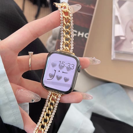 「V532」アップル ウォッチ バンド 女性 キラキラ apple watch チェーン ベルト 可愛い