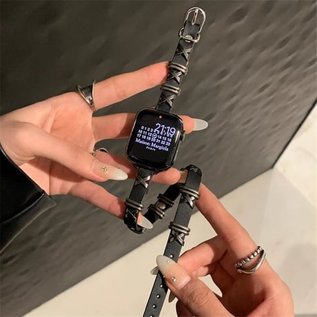 「V553」apple watch バンド スタッズ かっこいい アップル ウォッチ バンド 二 重 巻き