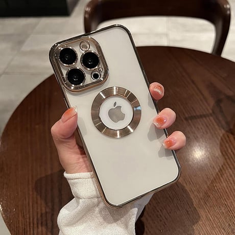 「V139」メタリックカラー iphone14/13/12ケース  透明 iphone14pro カバー ゴールド ディープパープル