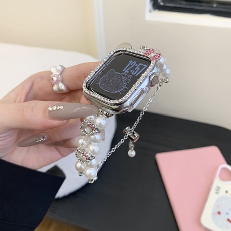 「V719」アップル ウォッチ バンド かわいい パール apple watchバンド ブレスレット 「保護カバー付き」