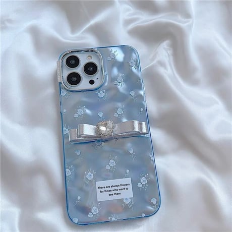 「V531」花柄 iphone15/15pro ケース リボン 韓国 iphone14 ケース 人気 女子