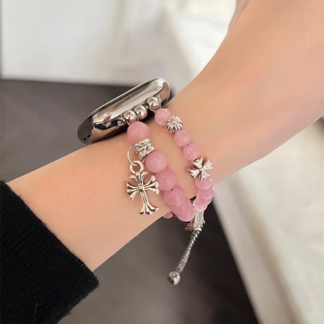 「V735」apple watch ブレスレット 可愛い アップルウォッチバンド ビーズ 夏 涼しい
