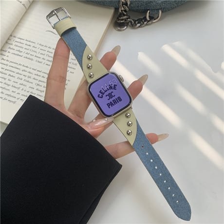 「V568」アップル ウォッチ バンド デニム レザーベルト apple watch バンド おしゃれ 男女兼用
