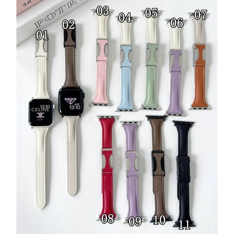 「V692」アップル ウォッチ バンド マグネット 44mm/46mm apple watch バンド 細め 革