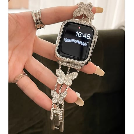 「V091」蝶々 アップル ウォッチ バンド おしゃれ 女性 apple watchカバー付き