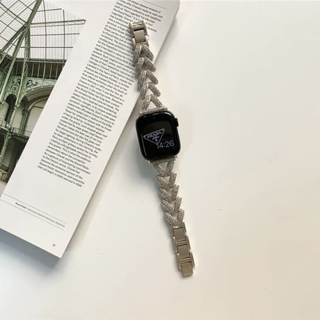 「V264」キラキラ apple watchバンド ピンクゴールド シルバー アップルウォッチブレスレット おしゃれ