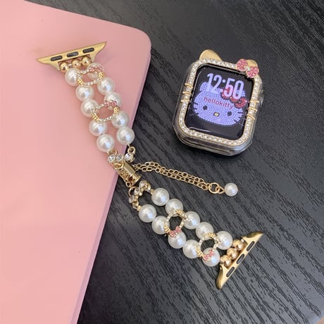 「V719」アップル ウォッチ バンド かわいい パール apple watchバンド ブレスレット 「保護カバー付き」