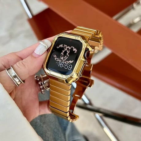 「V471」アップル ウォッチ バンド 人気 男性 女性 apple watch メタル バンド＋カバー 2点セット