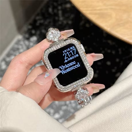 「V672」四葉のクローバー apple watchバンド キラキラ アップル ウォッチ バンド 女性 ブレスレット