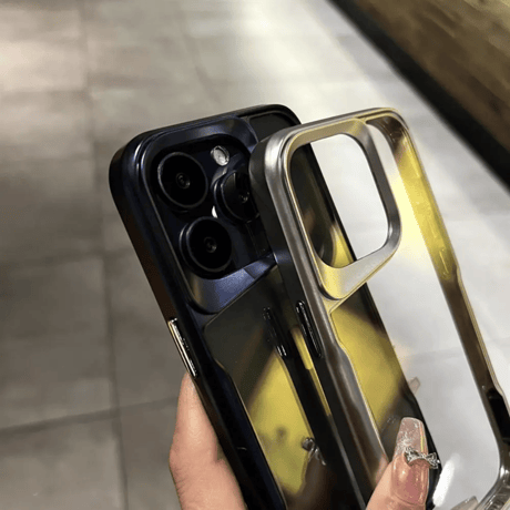 「V595」クリア iphone15/14 ケース 黄ばみにくい iphone ケース メタリック おしゃれ