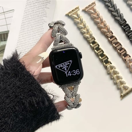 「V264」キラキラ apple watchバンド ピンクゴールド シルバー アップルウォッチブレスレット おしゃれ
