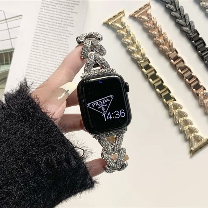 V264」キラキラ apple watchバンド ピンクゴールド シルバー アップル