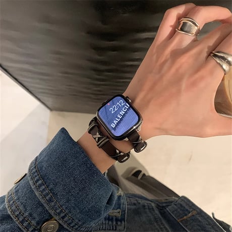 「V553」apple watch バンド スタッズ かっこいい アップル ウォッチ バンド 二 重 巻き