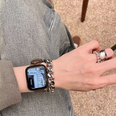 「V215」アップル ウォッチ 二重バンド チェーン おしゃれ 40/44/49mm apple watch ブレスレット 女性 人気