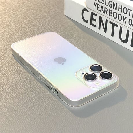 「V435」iphone ケース 韓国 オーロラ iphone14/14pro ケース カメラ保護 半透明