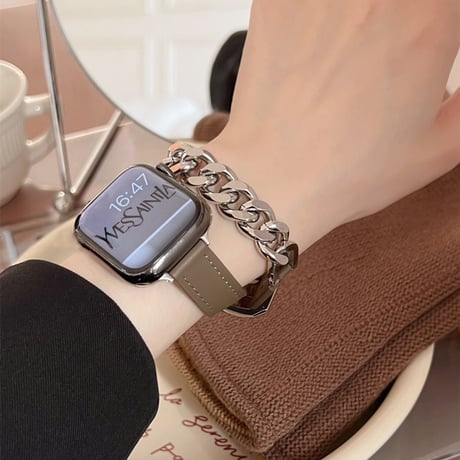 「V215」アップル ウォッチ 二重バンド チェーン おしゃれ 40/44/49mm apple watch ブレスレット 女性 人気