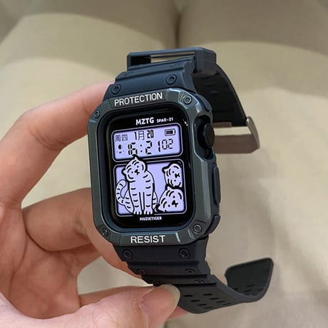 「V163」apple watch一体型ケース おすすめ シリコン アップルウォッチ7/8/Ultra バンパーケース付き メンズ