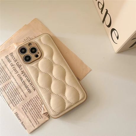 「V232」iphone14pro/14 レザーケース キルティング iphone13/12ケース くすみカラー かわいい