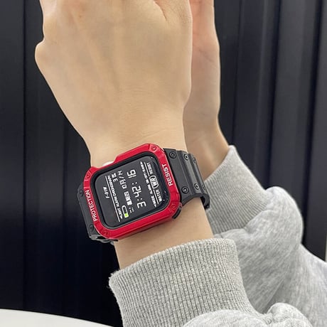 「V163」apple watch一体型ケース おすすめ シリコン アップルウォッチ7/8/Ultra バンパーケース付き メンズ