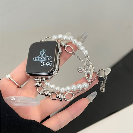 「V625」アップル ウォッチ バンド 可愛い ビーズ apple watch バンド チェーン 女性