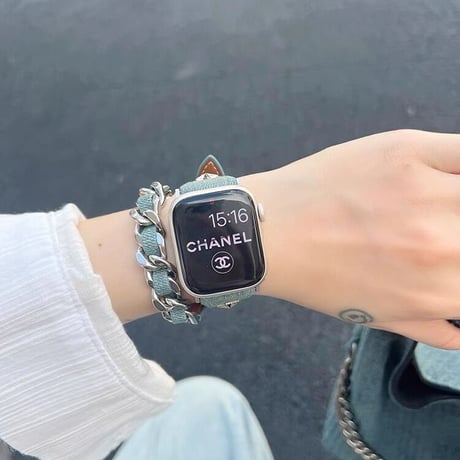 「V509」アップル ウォッチ バンド 二 重 巻き おしゃれ apple watch バンド おすすめ デニム