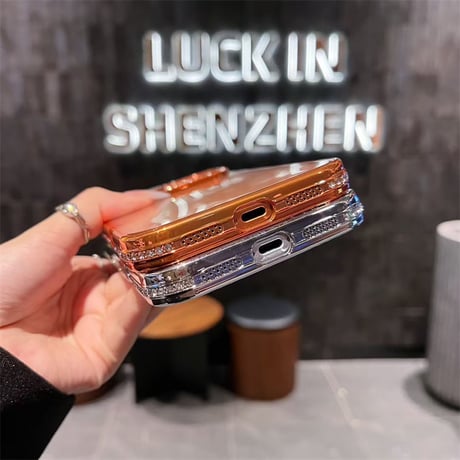 「V194」キラキラカメラフィルム付き iphone17/16 ケース 透明 サイドカラー ソフトケース おしゃれ