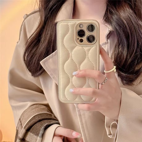 「V232」iphone14pro/14 レザーケース キルティング iphone13/12ケース くすみカラー かわいい