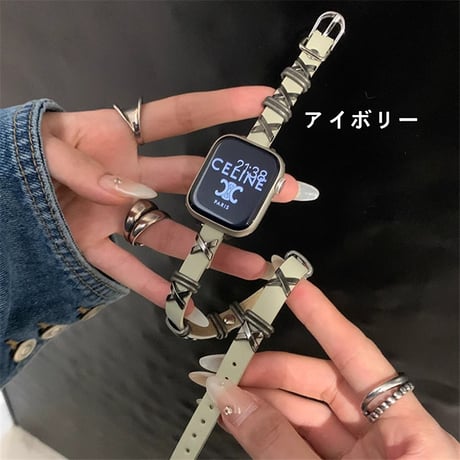 「V553」apple watch バンド スタッズ かっこいい アップル ウォッチ バンド 二 重 巻き