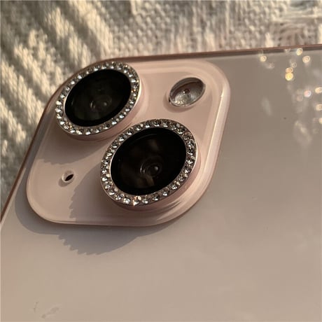 「V129」キラキラ iphone レンズ カバー iPhone17 iPhone16 カメラ リング ピンク色