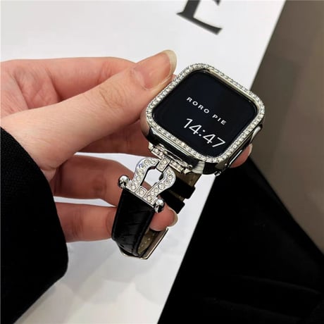「V391」apple watch レザー バンド キラキラ アップル ウォッチ バンド 女性 人気 カバー付き