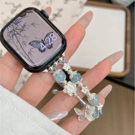 「V635」apple watchバンド 可愛い 女性 アップル ウォッチ バンド 蝶々 ビーズ