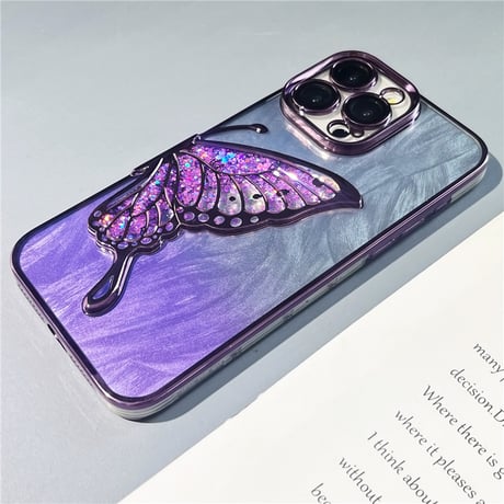 「V651」蝶々 スマホケース 韓国 クリア iphone16/16pro ケース 人気 女子 インナーシート付き